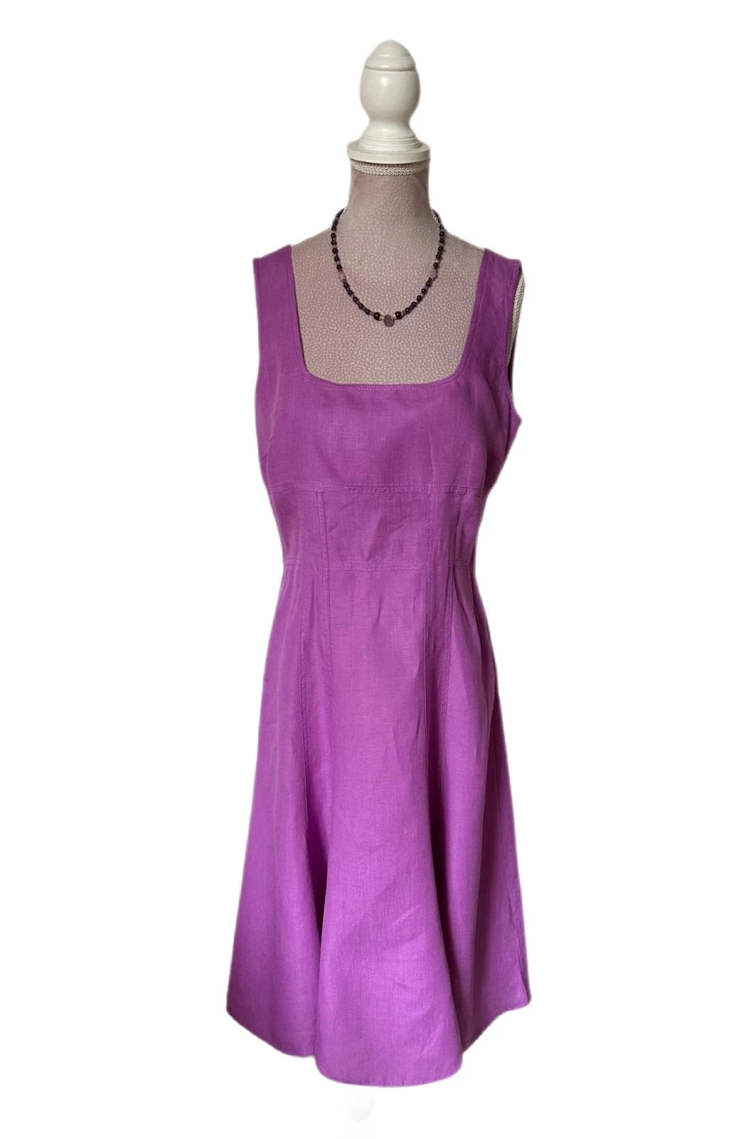 💜🌾Vestido vintage 100% lino campestre cottagecore Marella boho chic vestido de lino lila púrpura 38/40🌾💜 – photo 7